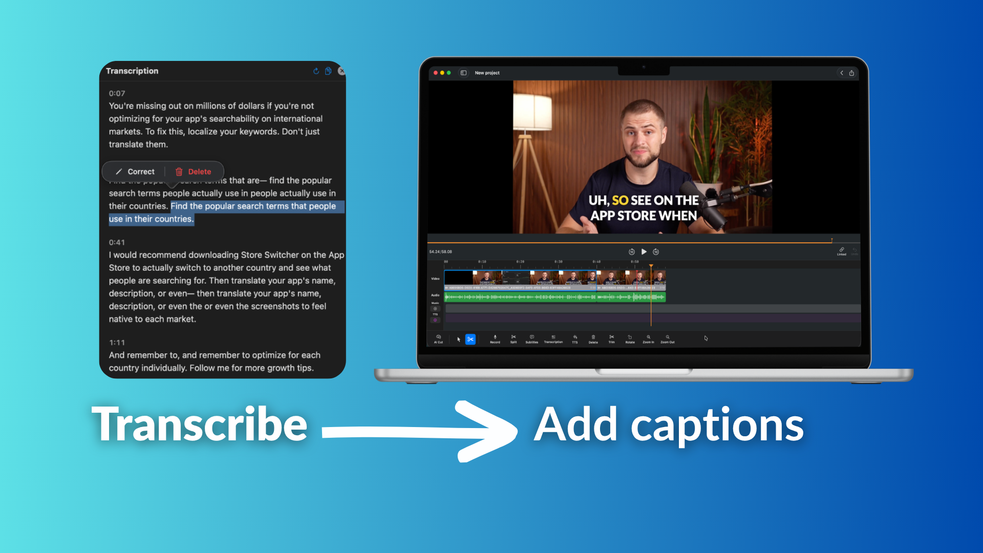 How to Add Captions to a Podcast Video on Mac · Blitzcut