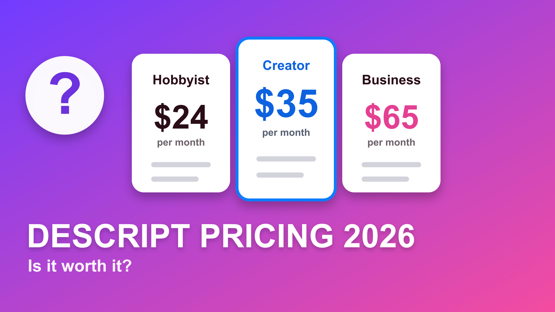 Descript Pricing 2026: Is It Worth It? · Blitzcut