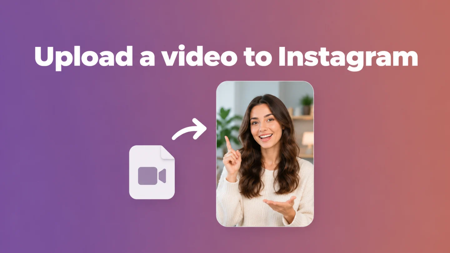 Conceptual illustration of a video file and an arrow pointing to a portrait talking-head video