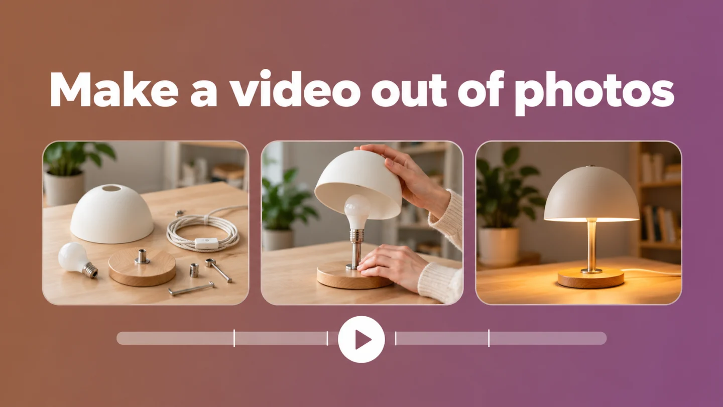 Conceptual illustration of photographs becoming consecutive timed scenes in one video